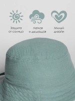 Зеленая детская панама на лето с завязками