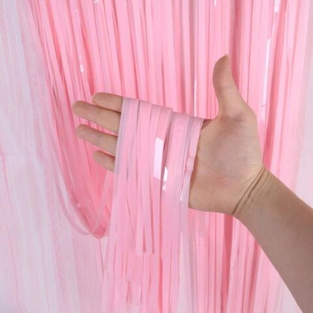 Занавес Дождик Розовый Макаронс 1*2м.