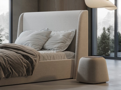 Кровать Камилла в бежевом велюре-букле 160