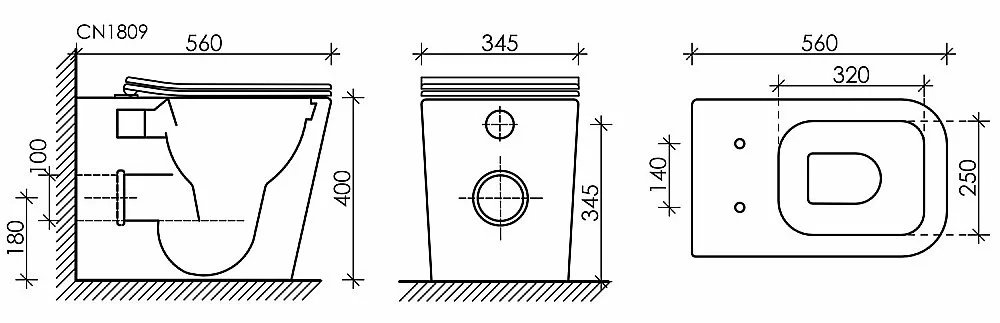 Унитаз приставной Ceramica Nova Cubic Rimless CN1809 безободковый, с крышкой микролифт