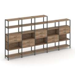 Shelf System Пятисекционный стеллаж пятиярусный с ящиками SN.STM-551 Дуб Табак/Металл Антрацит 3930*