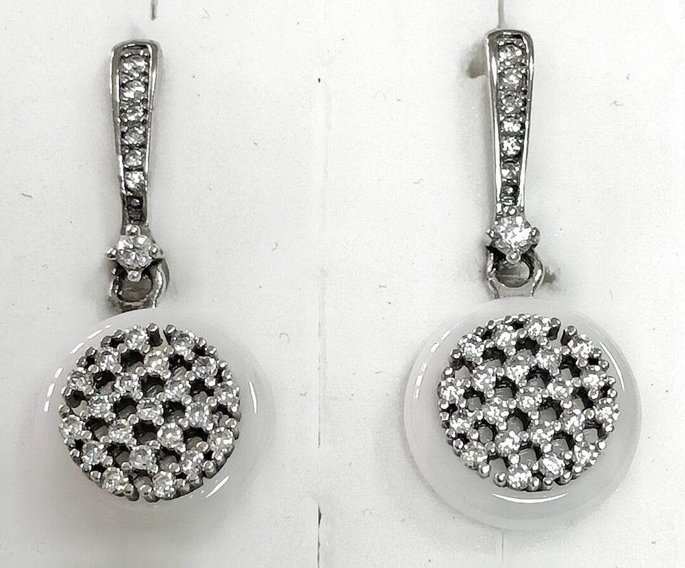 Ювелирные серьги из серебра с керамикой