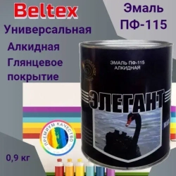 Краска Эмаль черная /элегант/ ПФ-115 Белтекс 0.9 кг по дереву, металлу, кирпичу и бетону, для наружных и внутренних работ