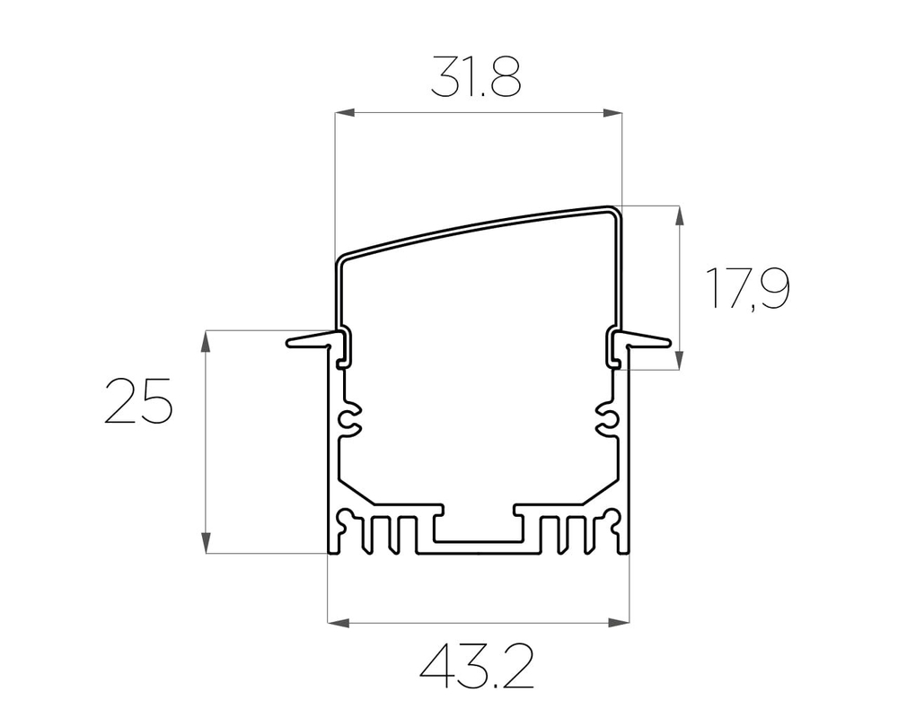 Профиль врезной алюминиевый LC-LPV-2544-2 Anod
