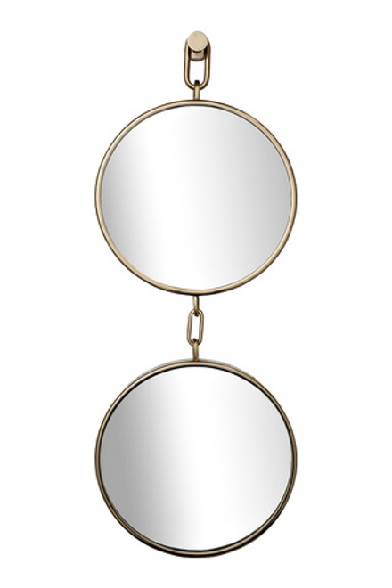 Зеркало двойное на подвесе в золотой металлической раме