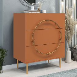 Комод Арт Колор matte Стайл Голд с 3 ящиками Томленый оранжевый матовый
