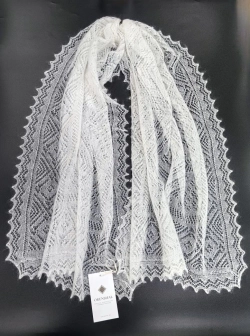 Оренбургский пуховый палантин А14060-02 экрю