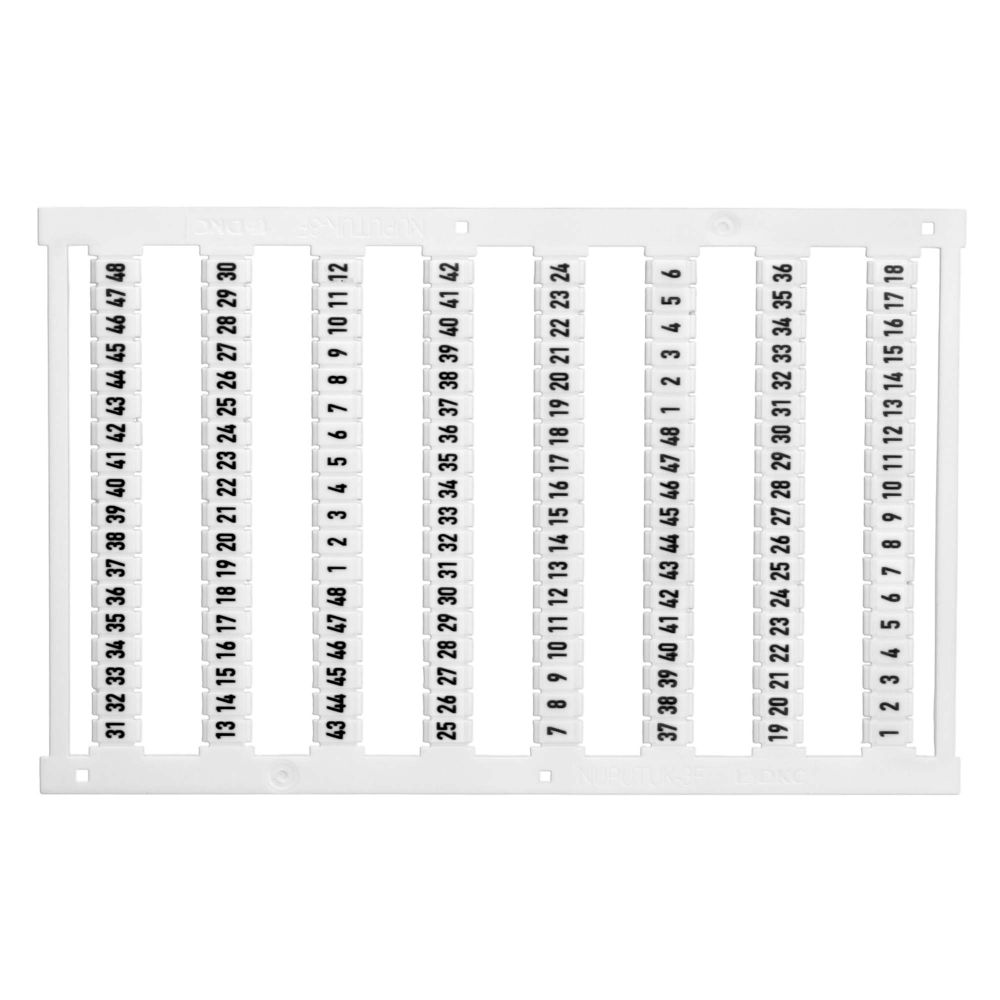 Маркировка для клемм, ширина 3.5 мм, узкая, для клемм Push-in, белая, от 97 до 144, горизонтальная ориентация, 1 шт. = карта из 144 маркеров