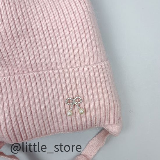 Шапка зимняя "Бантик" Св пудра