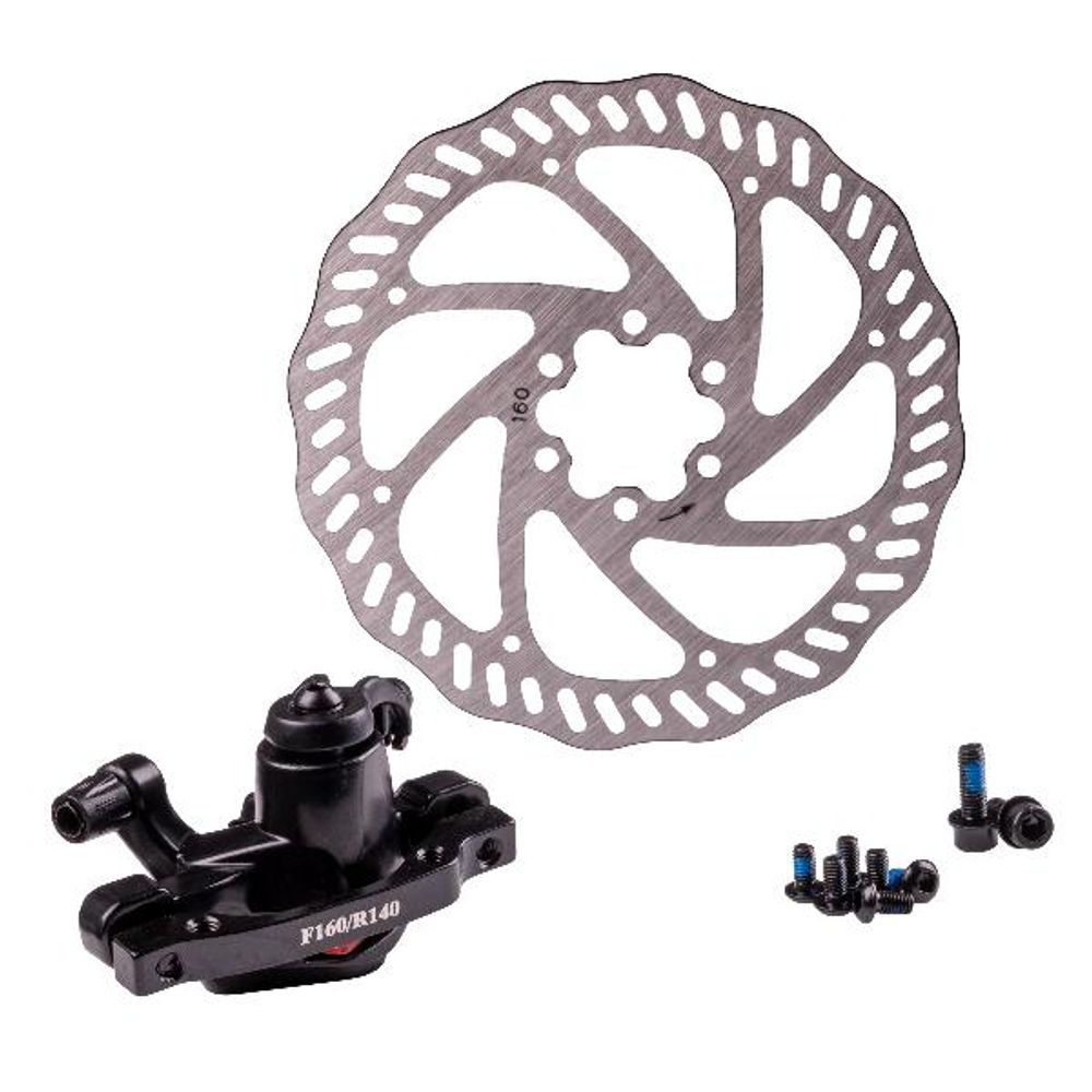 Комплект дискового тормоза RUSH (RADIUS) (машинка+диск 160 mm+болты) 140/160mm/3122613-21