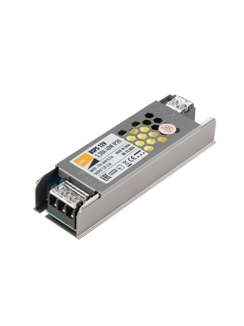 Блок питания для светодиодной ленты 40Вт 3.3А 12В IP20 BSPS метал. JazzWay 3329334A