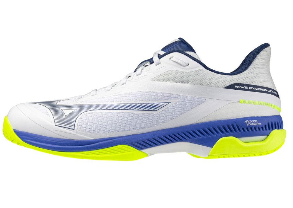 Мужские теннисные кроссовки Mizuno Wave Exceed Court AC - white/dazzling blue/light yellow