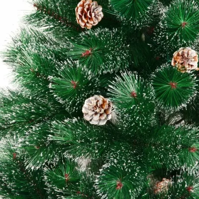 Ёлка «Снегурочка» 210 см, леска с шишками и серебряным инеем (380 веток)