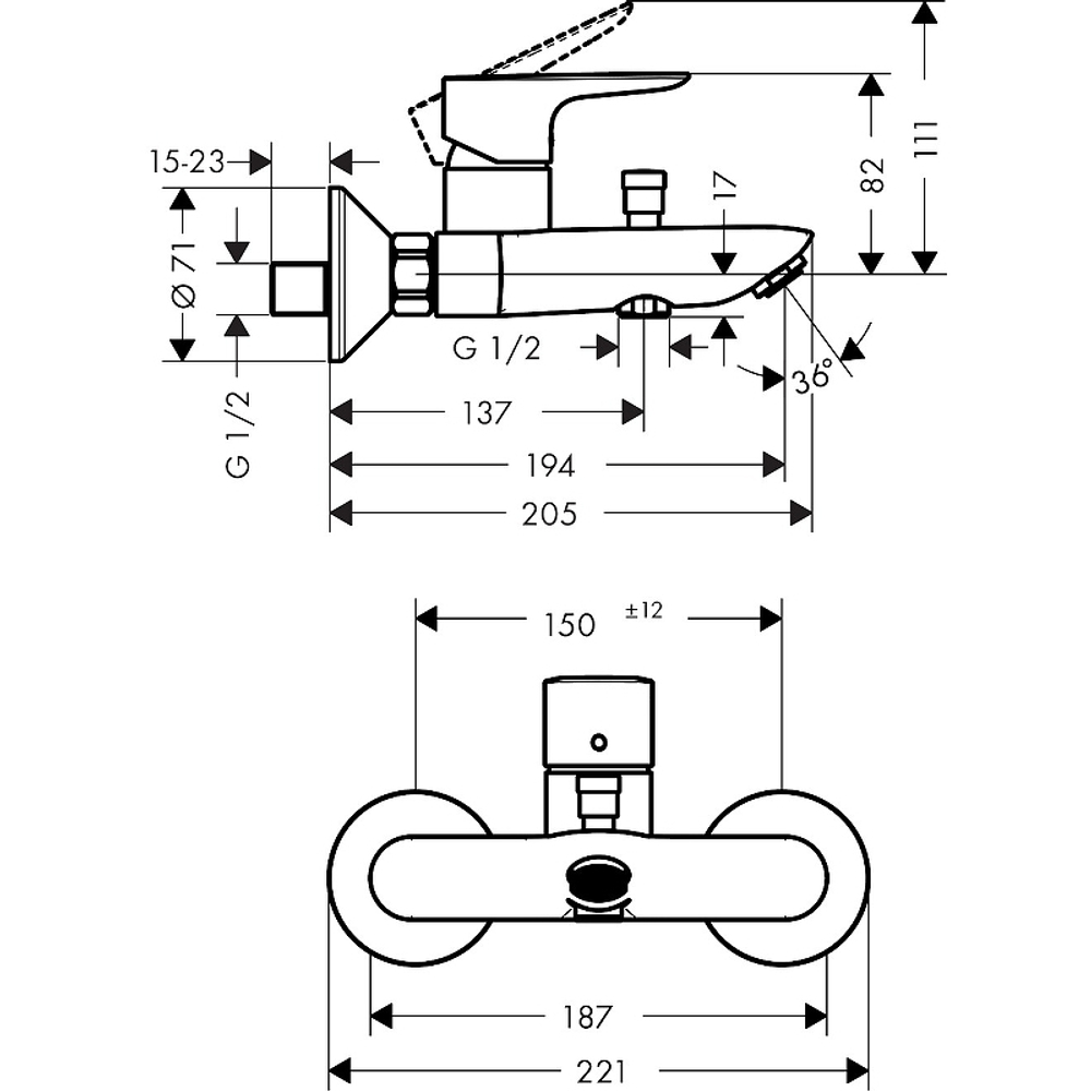 Смеситель для ванны Hansgrohe Talis E 71740140 шлифованная бронза