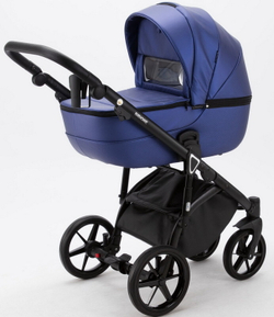 Детская коляска Adamex Bibione Deluxe 2 в 1 BI-SM02 (СИН.ПЕРЛ.ПЕРФ.КОЖА)