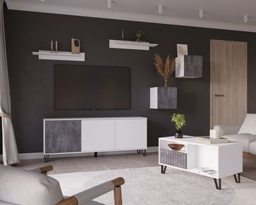 Гостиная модульная ЛИВЕРПУЛЬ-1 белый / бетон темный