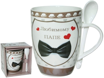 Кружка бочка 340мл с ложкой Любимому папе