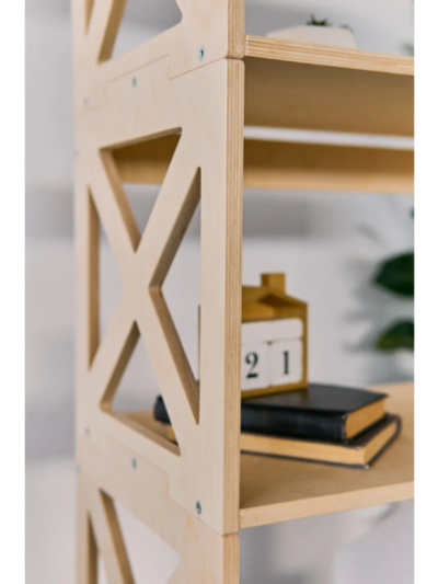 Напольный деревянный стеллаж этажерка