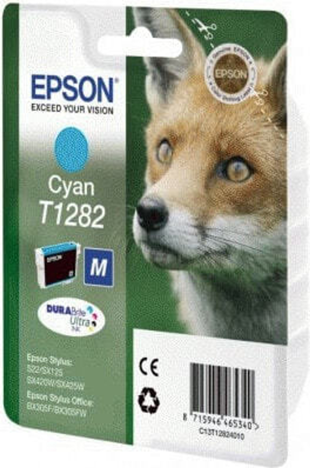 Epson Fox Singlepack Cyan T1282 DURABrite Ultra Ink C13T12824010