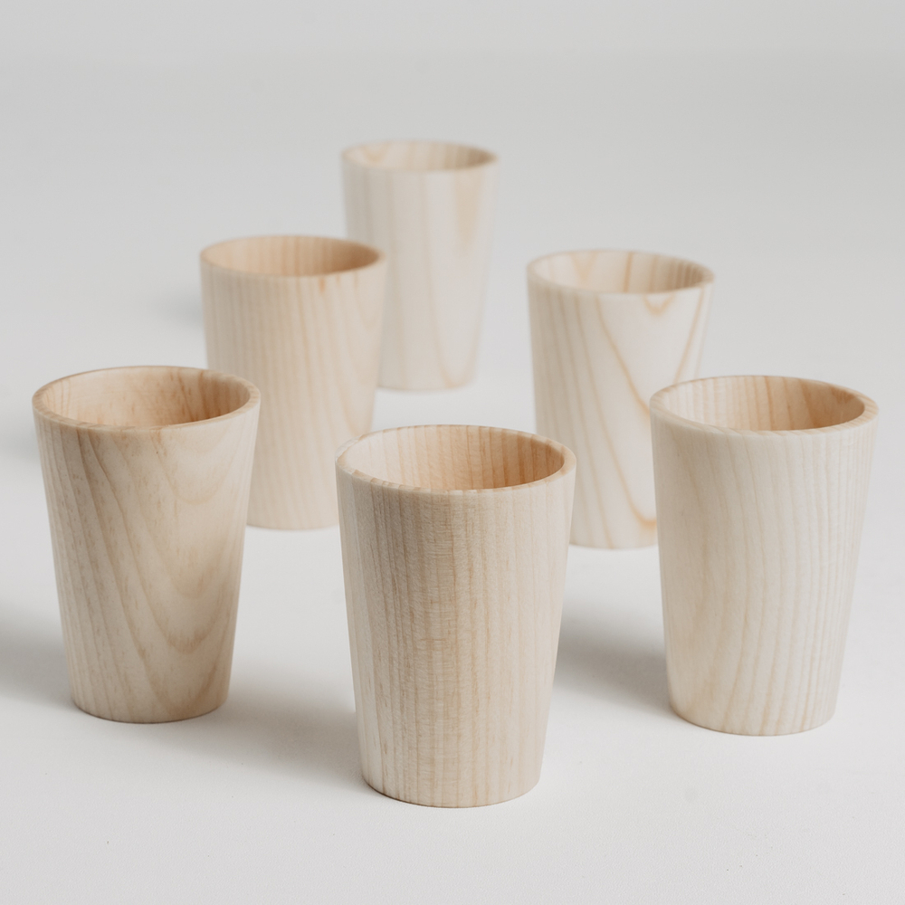 Набор деревянных стопок (рюмок) 6 шт. из древесины кедра. R28