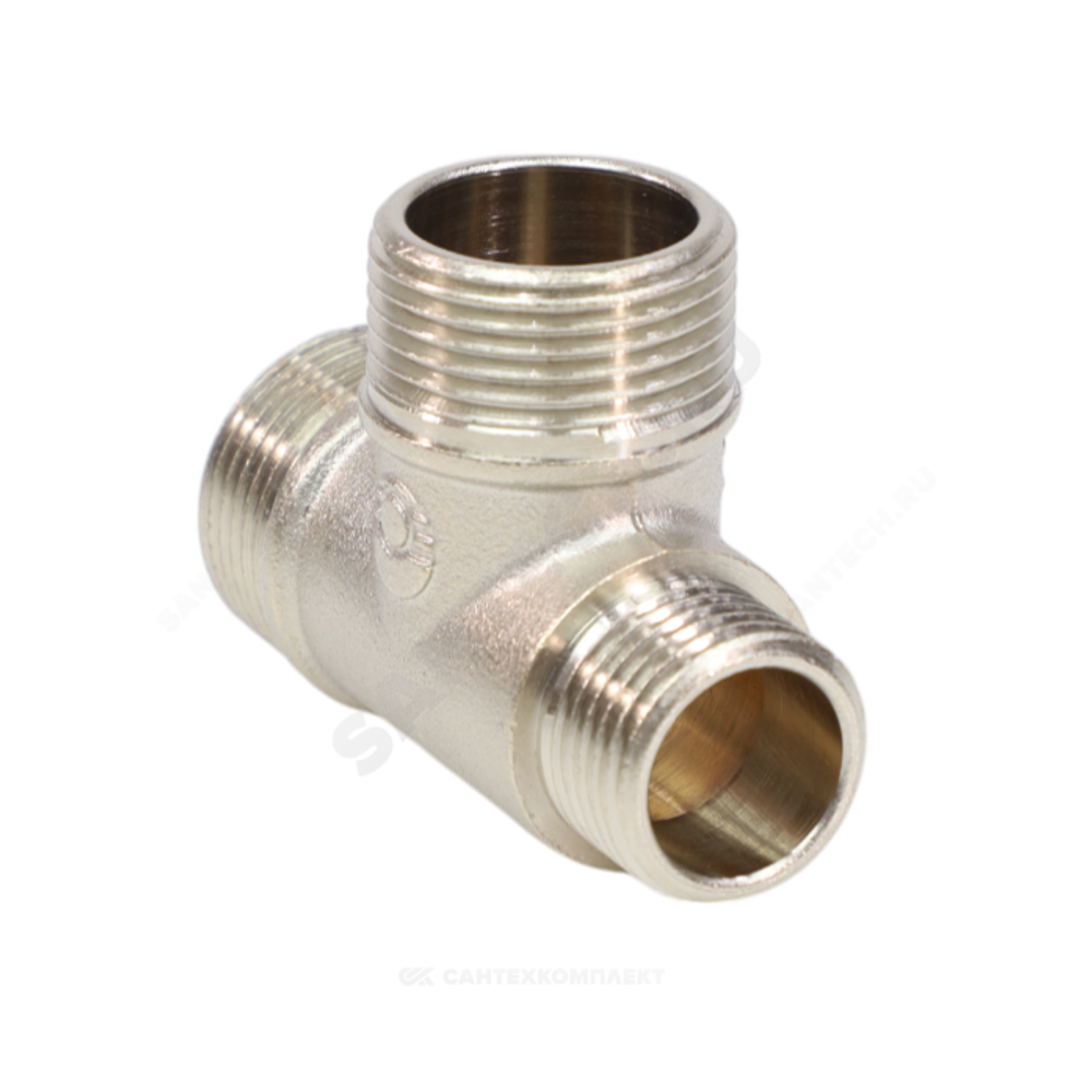 Тройник латунь никель переходной Ду 15х15х15 (1/2"х1/2"х1/2") НР/НР/НР VALFEX VF.131.N.012