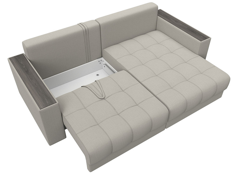 Диван угловой с декором Лига-049 НПБ, Амур 02 РОГОЖКА бежевый