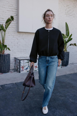 ZARA БОМБЕР ИЗ МЯГКОЙ ТКАНИ, ЧЕРНЫЙ