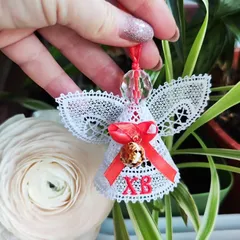 Ангел пасхальный Христос Воскрес с оранжевой лентой