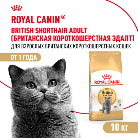 Royal Canin British Shorthair Adult (БРИТАНСКАЯ КОРОТКОШЕРСТНАЯ ЭДАЛТ) Корм сухой для взрослых британских кошек 10кг