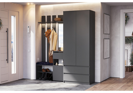 Прихожая Woodville Сибити графит серый  1