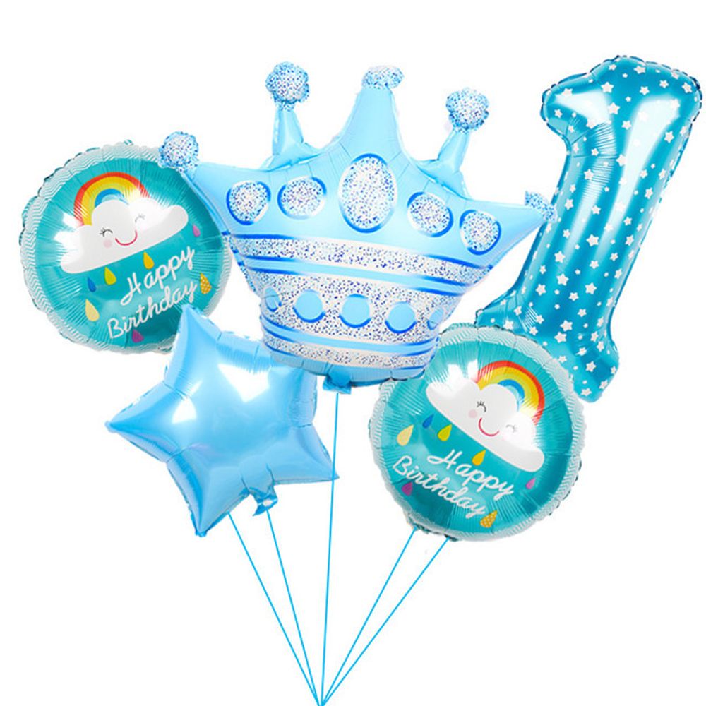 Шар (30"/76 см) Фигура, Корона, Голубой 1 шт.