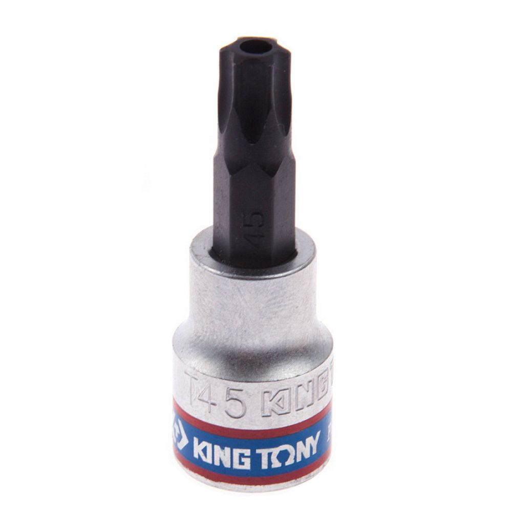 KING TONY (302745) Насадка (бита) торцевая 3/8&quot;, L = 50 мм, TORX с отверстием, T45