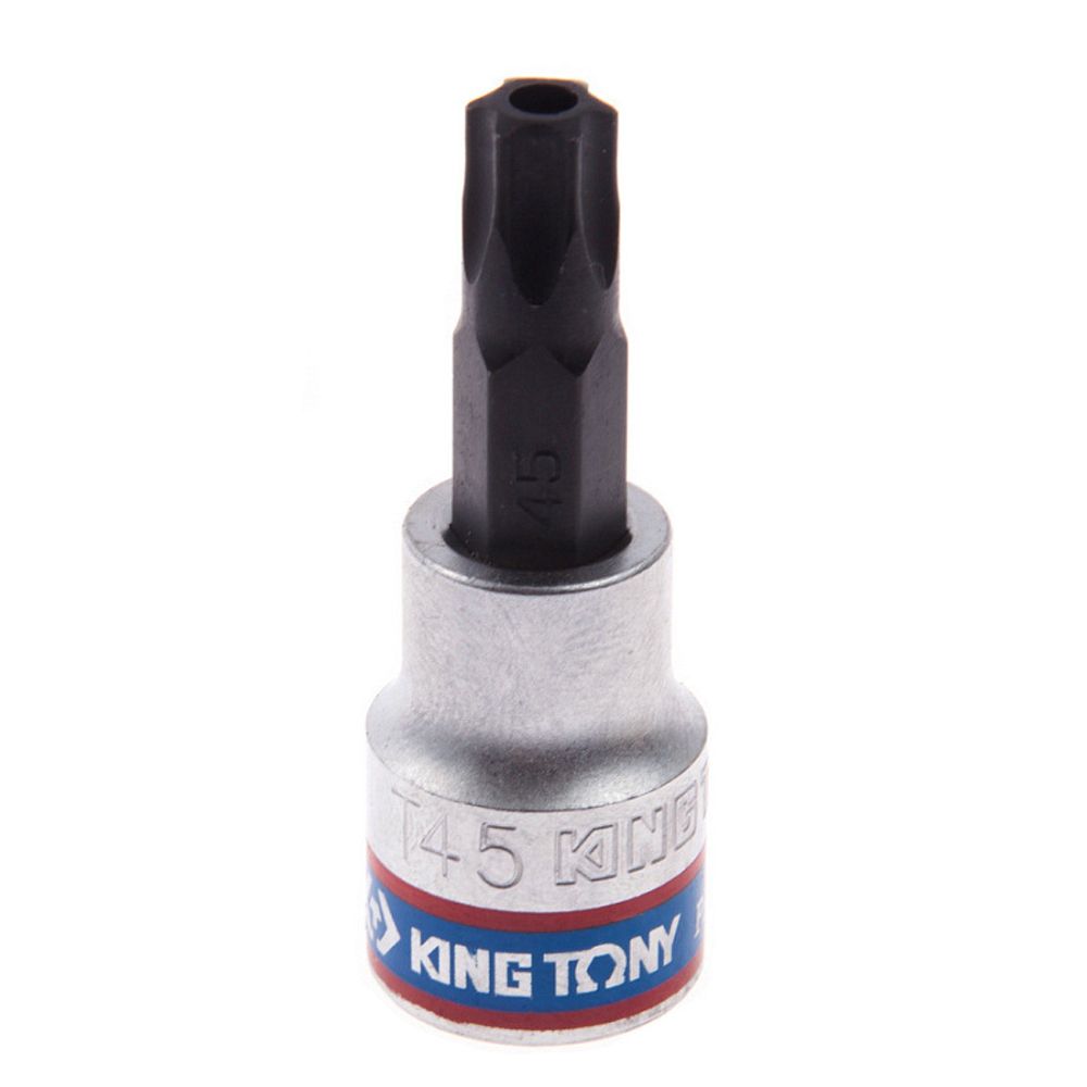 KING TONY (302745) Насадка (бита) торцевая 3/8&quot;, L = 50 мм, TORX с отверстием, T45