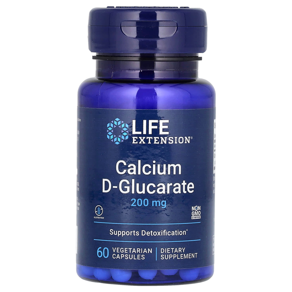 Life Extension, D-глюкарат кальция, 200 мг, 60 вегетарианских капсул