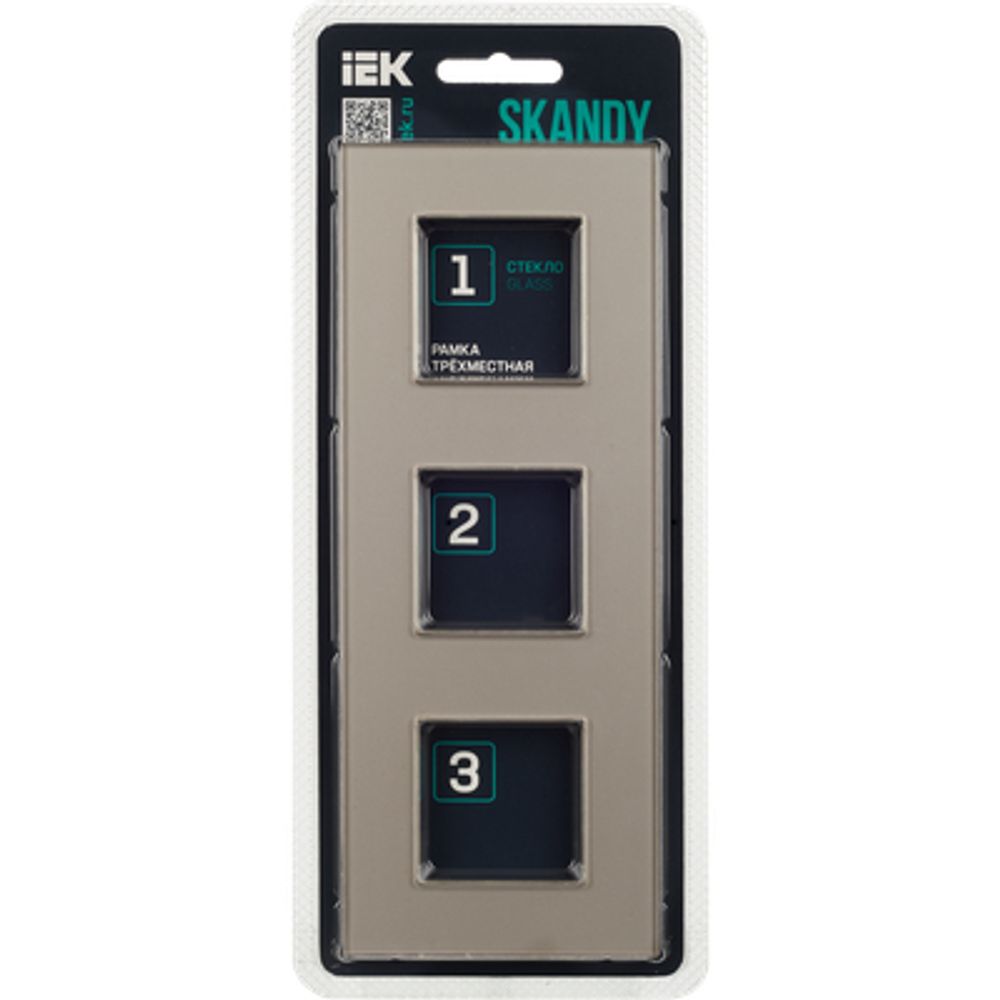 SKANDY Рамка 3-местная SK-F23Sh стекло шампань IEK