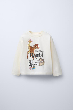 ZARA ЛОНГСЛИВ С ПРИНТОМ © DISNEY, ЖЕЛТОВАТО-БЕЛЫЙ