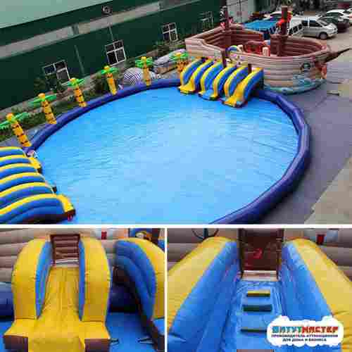 Надувной аквапарк с бассейном и горками «Пиратская бухта», 31×15×8,5 м