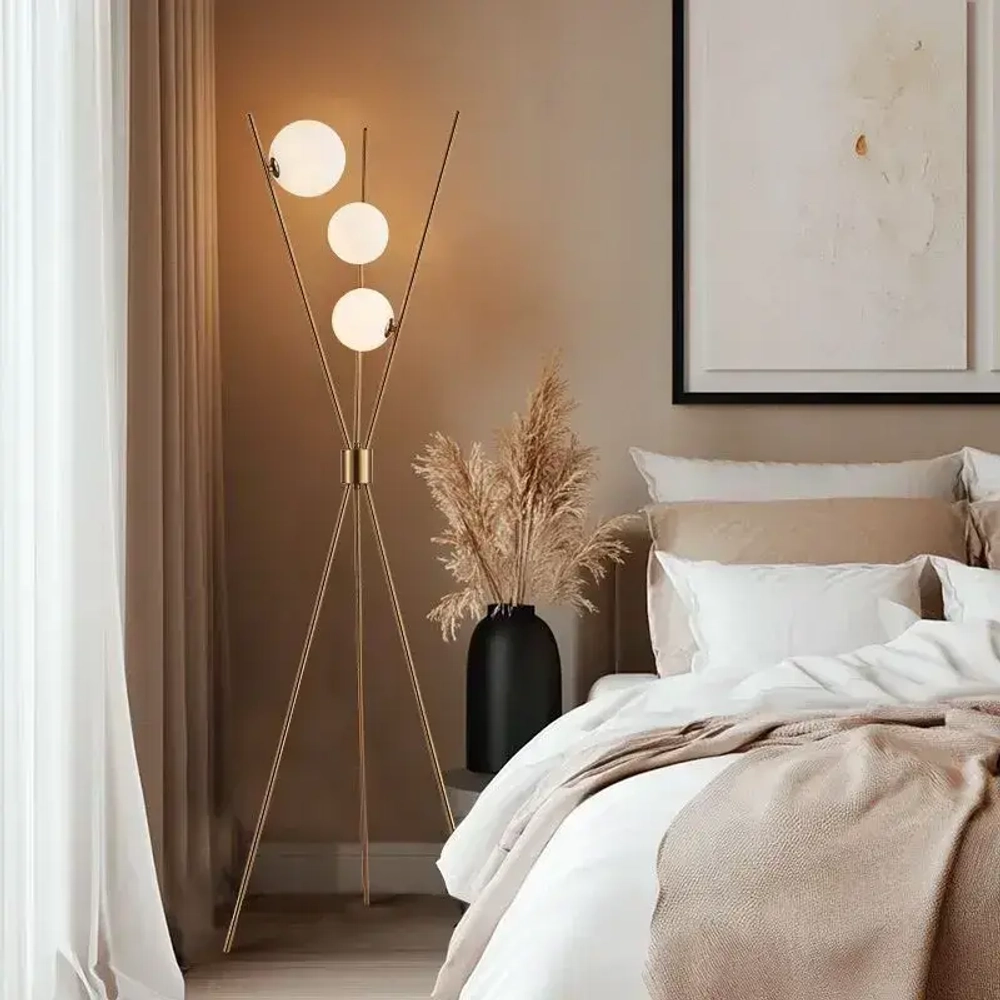Скандинавский современный стиль, Торшер для спальни и гостиной, LED, G9, 15 Вт, золотой
