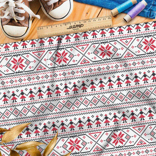 Ткань оксфорд 210 плотная славянская вышивка полосками на полотенце