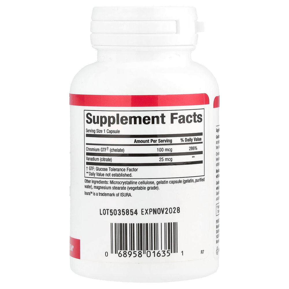 Natural Factors, хром и ванадий, 125 мкг, 90 капсул