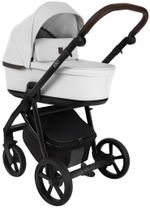 Детская коляска Roan Esso Кожа 3 в 1 с автокреслом Pituso Santiso Pro ESSK/215/1 White/Black/руч.Тем.коричневый