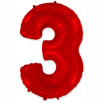 Шар фольгированный Цифра 3 101 см (Красный)