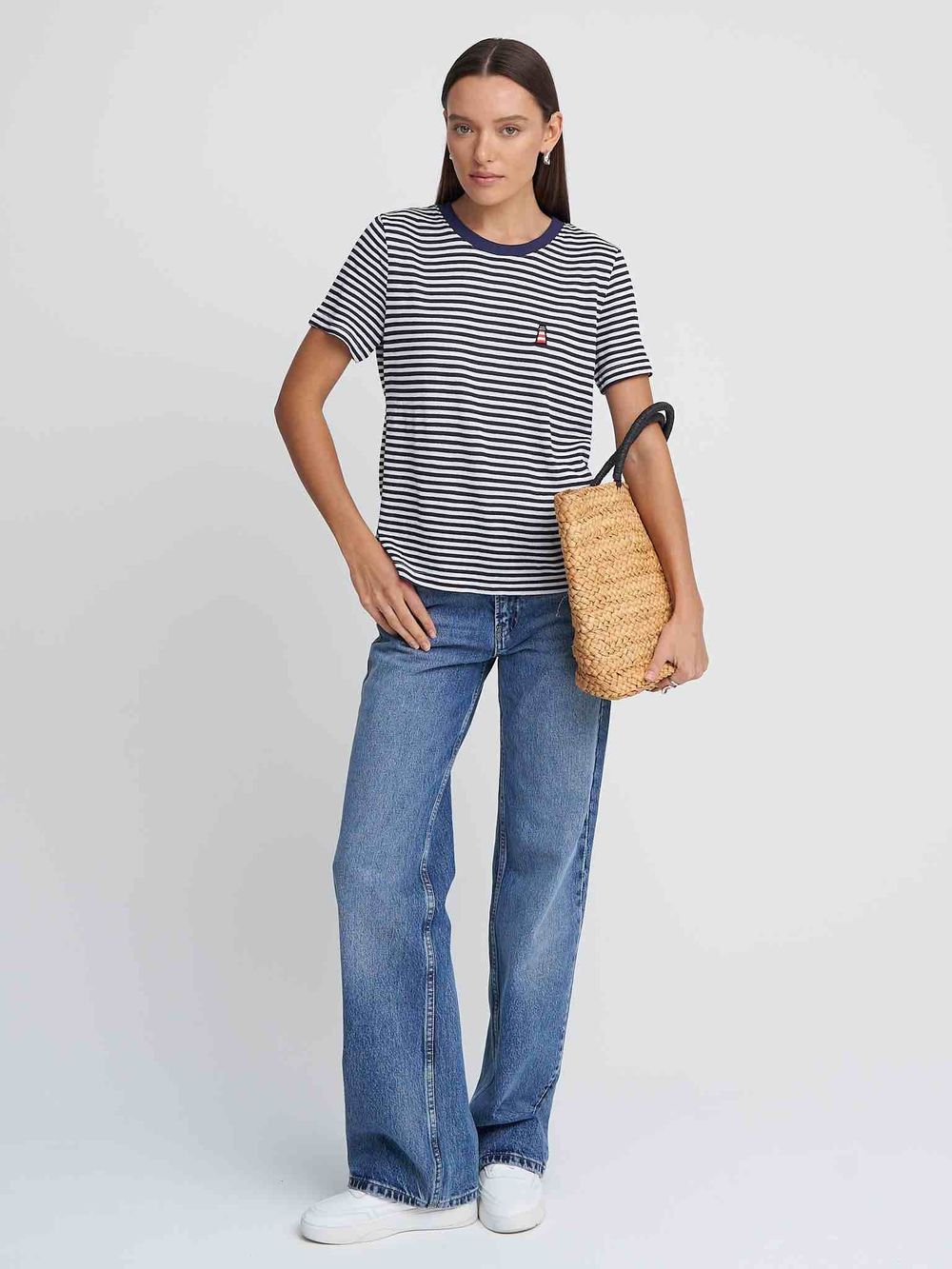 Футболка Kefirmaykifer В Полоску бело-синяя