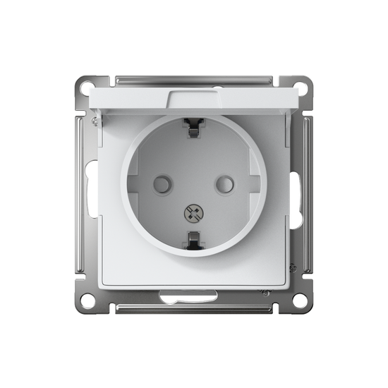 Розетка 1-м СП AtlasDesign 16А IP20 с заземл. защ. шторки с крышкой механизм бел. SE ATN000146