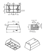 ОПОРА ПРЯМОУГОЛЬНАЯ МЕТАЛЛИСТ h=40 L=110 ПЛАСТ ЧЕРН.