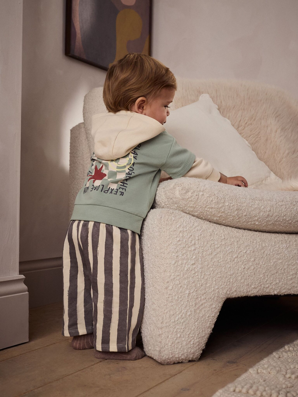 Толстовка и спортивные брюки в комплекте для малышей Next 984-951, Бежевый, Мятный, Темно-серый