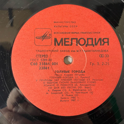 Винтажная виниловая пластинка LP Андрей Петров Голубые Города, Песни Из Кинофильмов (СССР 1986) (Алиса Фрейндлих, Михаил Боряский, Ирина Муравьева и др)