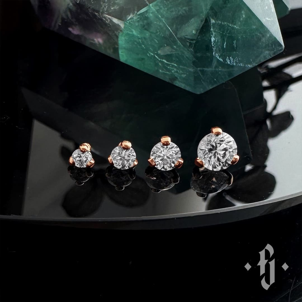 Накрутка "Three Prongs v.2" - Розовое золото - White CZ