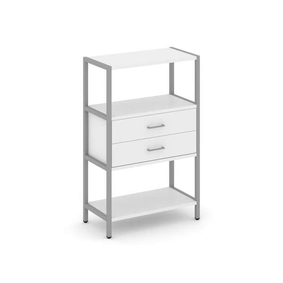 Shelf System Односекционный стеллаж трехярусный с ящиками SN.STM-312 Белый/Металл Серый 810*400*1246