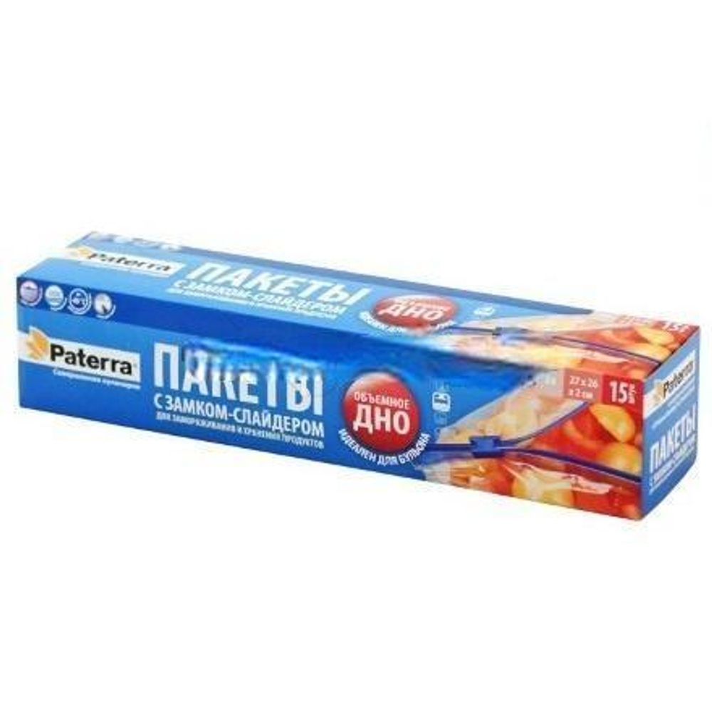 Пакеты со слайдером д/замораж. и хран. 3,0 л (15 шт.) "Paterra" (1/24 шт.) 109-004